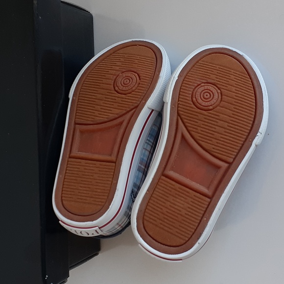 Polo Ralph Lauren Boys Plaid Canvas Sneakers Velcro Red Pony Toddler Sz 6 - Picture 9 of 11